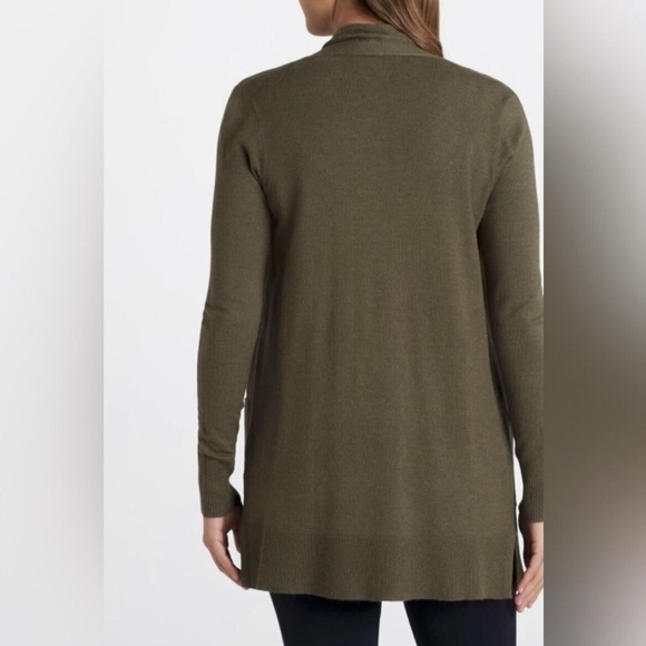 Dark Olive Open Front Cardigan - Picture 2 of 7